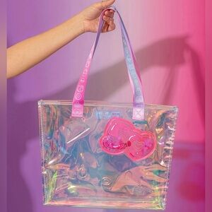 NWT Hello Kitty Cafe Truck 50th Tote Clear Iridescent Bag